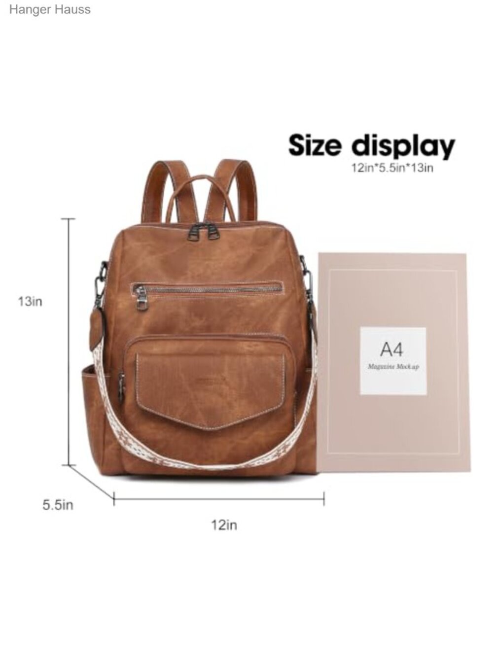PU Leather Convertible Backpack Purse for Women, Waterproof Fashion Handbag - Picture 2 of 6